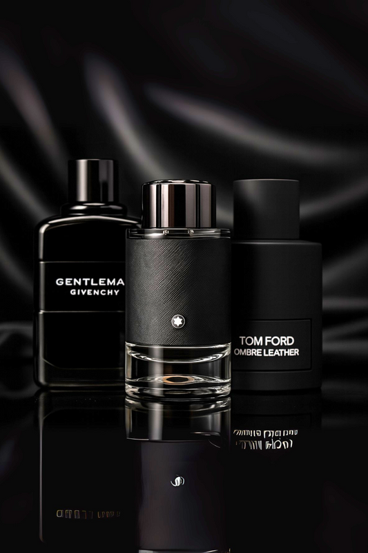 Set de 3 perfumes: Tom Ford Ombre Leather, Givenchy Gentleman y Montblanc Explorer – 100 ml